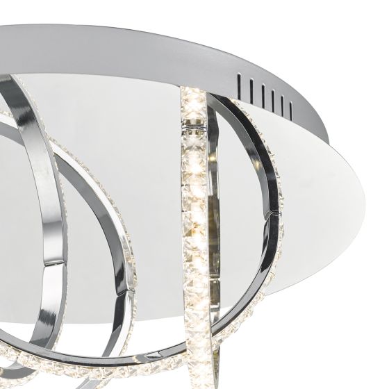 Där Lighting Zancara Small 4 Light Flush Polished Chrome And Crystal LED