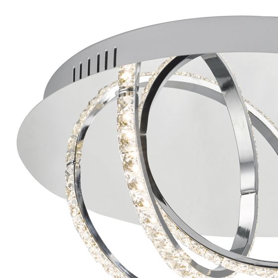 Där Lighting Zancara Small 4 Light Flush Polished Chrome And Crystal LED