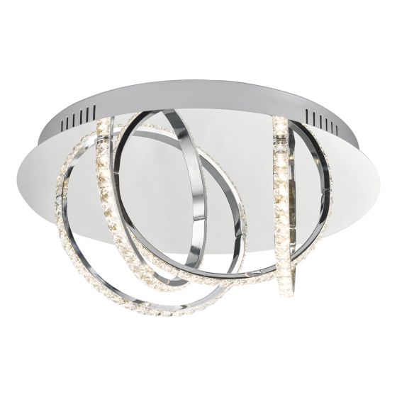 Där Lighting Zancara Small 4 Light Flush Polished Chrome And Crystal LED