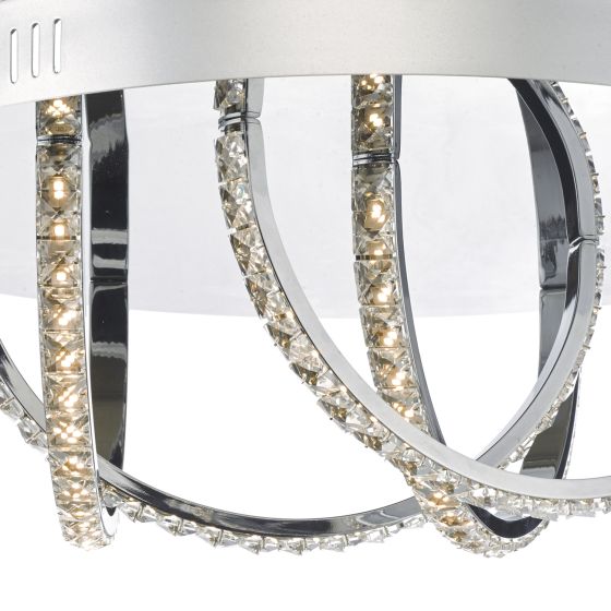 där lighting Zancara Small 4 Light Flush Polished Chrome and Crystal LED