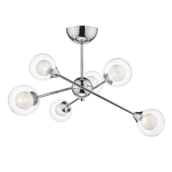 Där Lighting Zeke 6 Light Semi Flush Polished Chrome