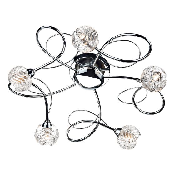 Där Lighting Zelda 5 Light Flush Polished Chrome Glass