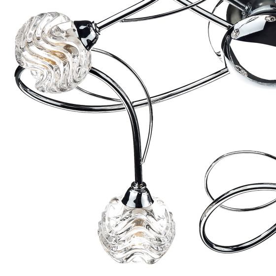 där lighting Zelda 5 Light Flush Polished Chrome Glass