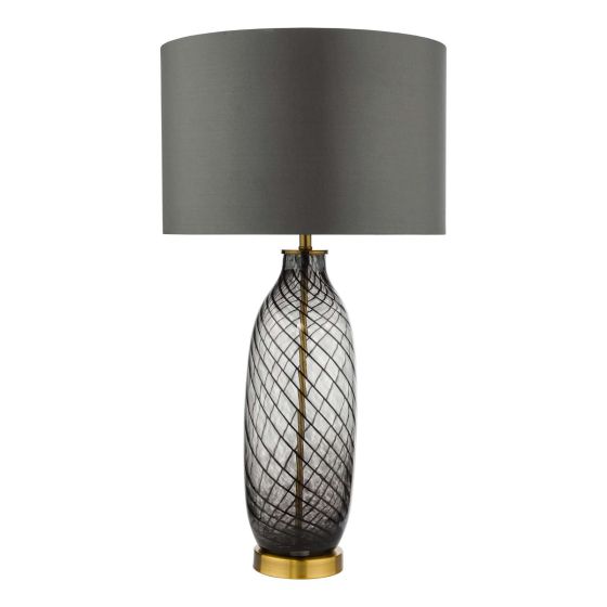 Där Lighting Zeya Table Lamp Smoked/Clear Glass Aged Brass With Shade