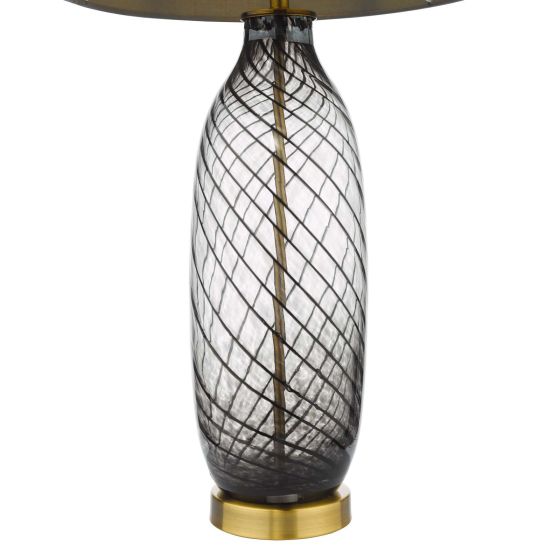 Där Lighting Zeya Table Lamp Smoked/Clear Glass Aged Brass With Shade