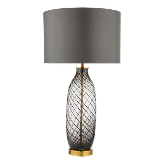 där lighting Zeya Table Lamp Smoked/Clear Glass Aged Brass With Shade