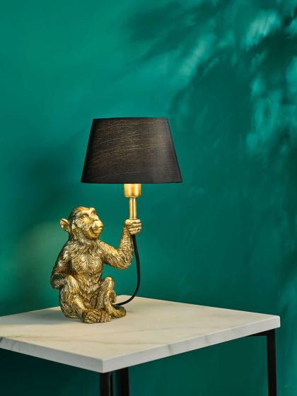 Där Lighting Zira Monkey Table Lamp Gold With Shade