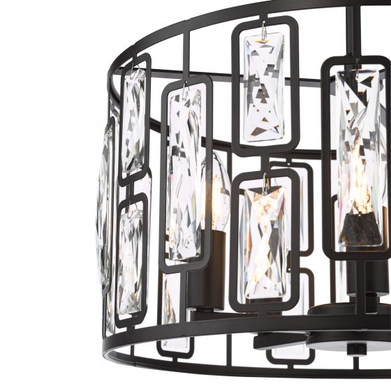 Där Lighting Zoelle 5 Light Pendant Matt Black And Crystal