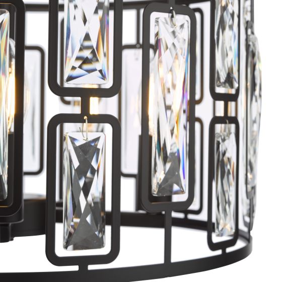 Där Lighting Zoelle 5 Light Pendant Matt Black And Crystal