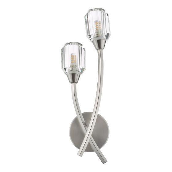 Där Lighting Zonda 2 Light Wall Light Brushed Nickel And Crystal