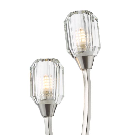 Där Lighting Zonda 2 Light Wall Light Brushed Nickel And Crystal