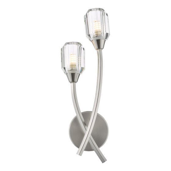 där lighting Zonda 2 Light Wall Light Brushed Nickel and Crystal