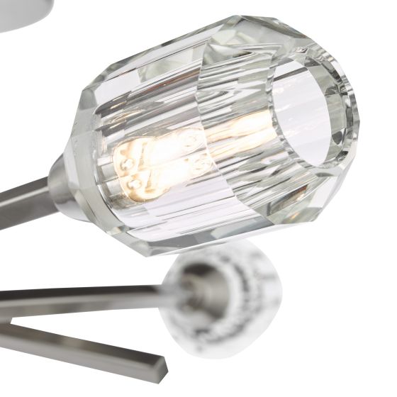 Där Lighting Zonda 3 Light Semi-Flush Brushed Nickel And Crystal