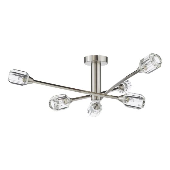 Där Lighting Zonda 6 Light Semi-Flush Brushed Nickel And Crystal