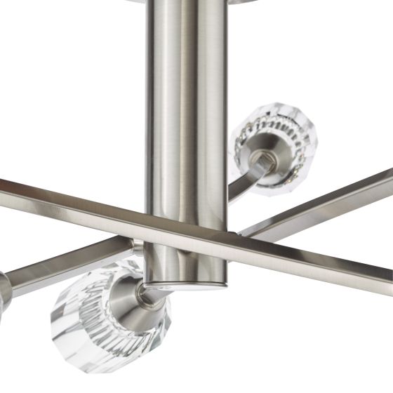 Där Lighting Zonda 6 Light Semi-Flush Brushed Nickel And Crystal