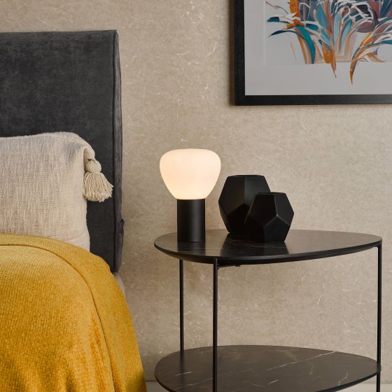Där Lighting Zorah Touch Table Lamp Opal Glass And Matt Black
