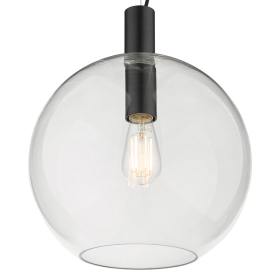 Där Lighting Zula 1 Light Single Pendant Black Clear Glass