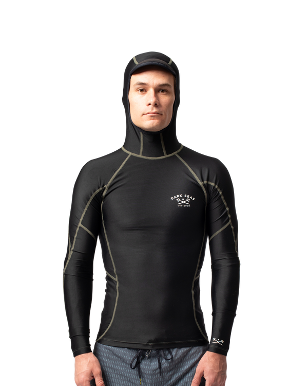 Dark Seas Bandit LS Hooded Rash Guard BLACK