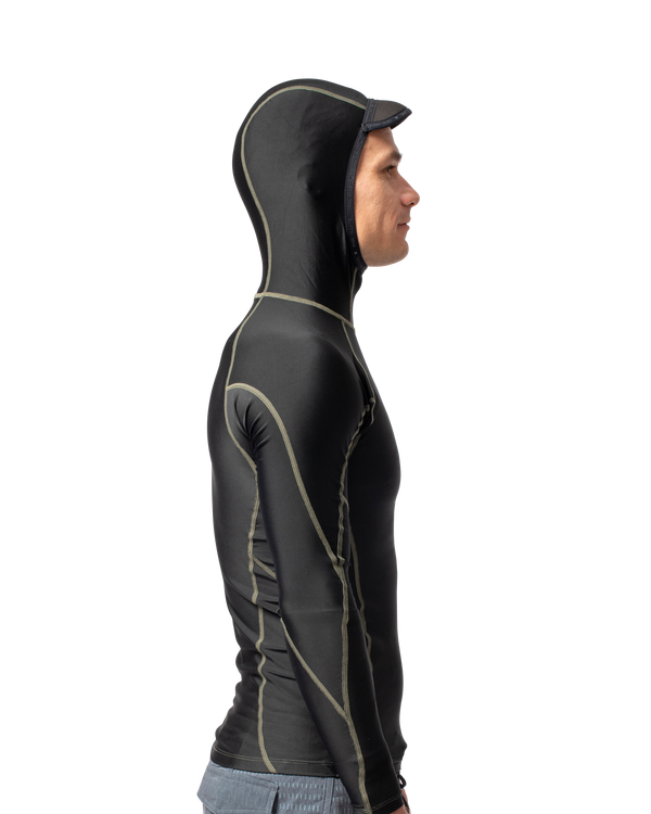 Dark Seas Bandit LS Hooded Rash Guard BLACK