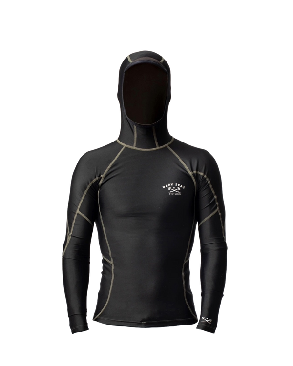 dark seas Bandit LS Hooded Rash Guard BLACK