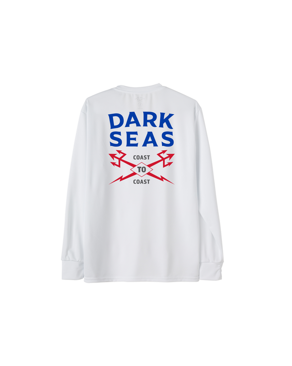 dark seas Boundary Line LS Uv T-Shirt WHITE