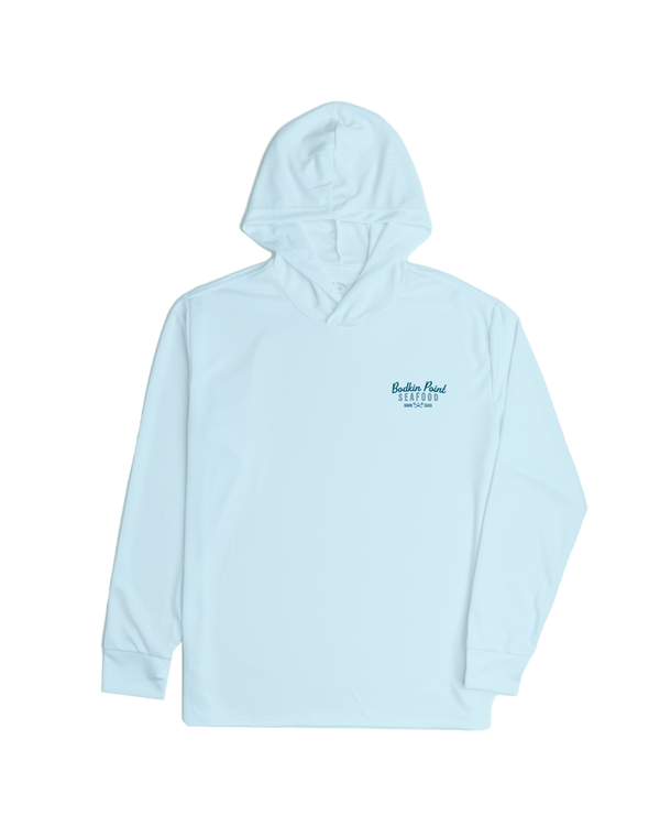 Dark Seas Crab Stand LS Hooded T-Shirt ARCTIC BLUE