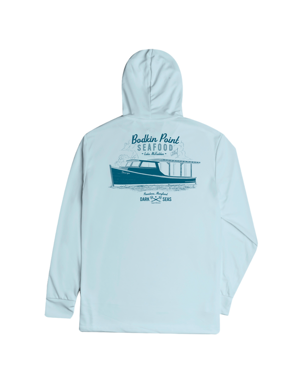 dark seas Crab Stand LS Hooded T-Shirt ARCTIC BLUE