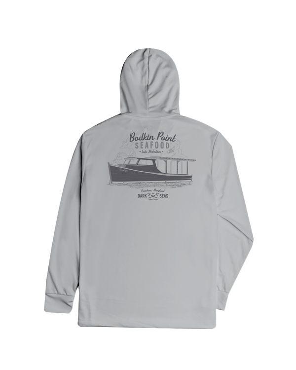 dark seas Crab Stand LS Hooded T-Shirt PEARL GREY