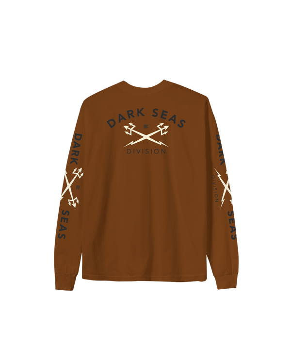 dark seas Headmaster III Stock LS T-Shirt BROWN SUGAR