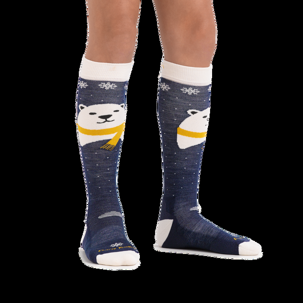 Darn Tough Kids Polar Bear Over-the-Calf Midweight Ski & Snowboard Socks