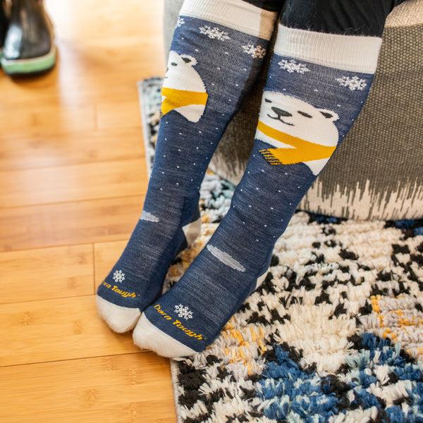 Darn Tough Kids Polar Bear Over-the-Calf Midweight Ski & Snowboard Socks