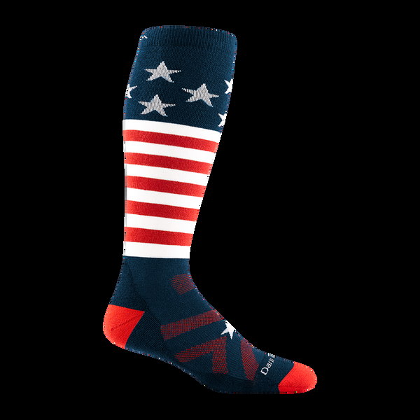 darn tough Men's Captain Stripe Over-the-Calf Midweight Ski & Snowboard Socks