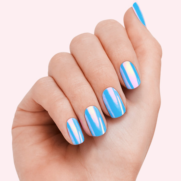 dashing diva Blue Spirulina Chrome Mani Glaze Effect