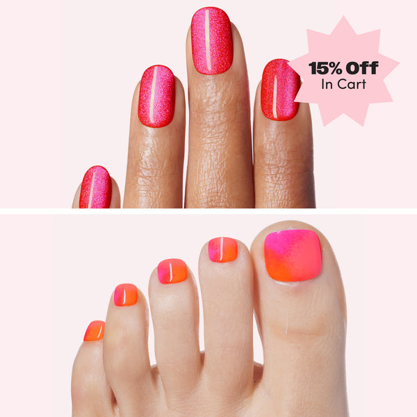 dashing diva Cherry Bombshell Magic Press Mani Pedi Set