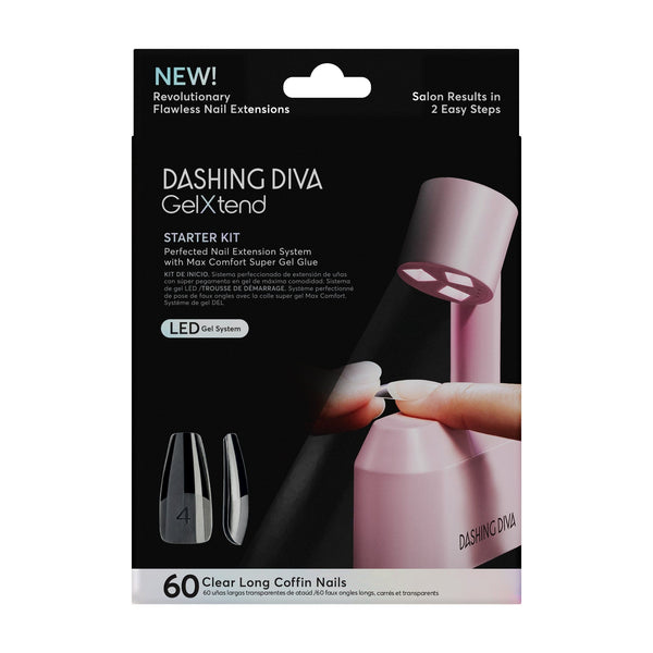 dashing diva Clear Long Coffin Kit GelXtend Starter Kit