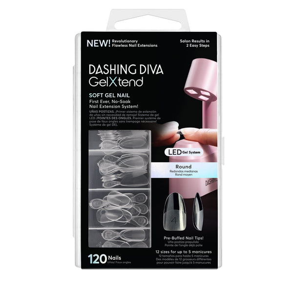 dashing diva Clear Medium Round GelXtend Soft Gel Nail Tips