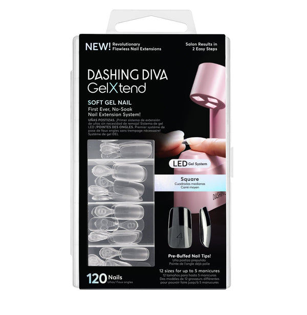 dashing diva Clear Medium Square GelXtend Soft Gel Nail Tips