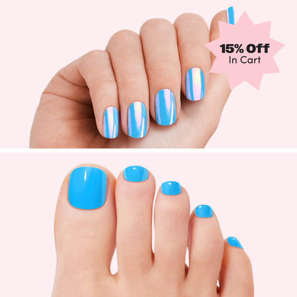 dashing diva Blue Spirulina Glaze Mani Pedi Set