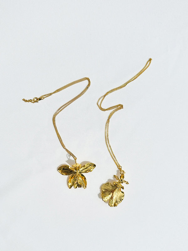 Dauphinette 24k Electroplated Orchid Necklace/Brooch [Vintage]