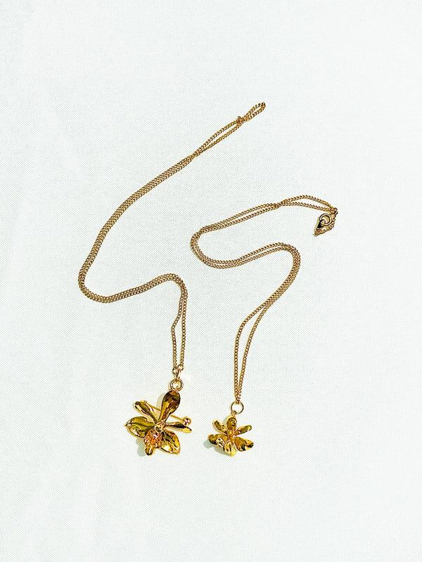 dauphinette 24k Electroplated Orchid Necklace/Brooch [Vintage]