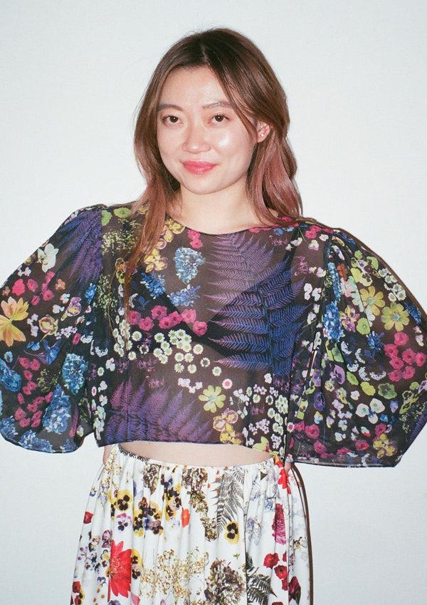 dauphinette Bleeding Hearts Top in Acid Potpourri Mesh Shirts u0026 Tops