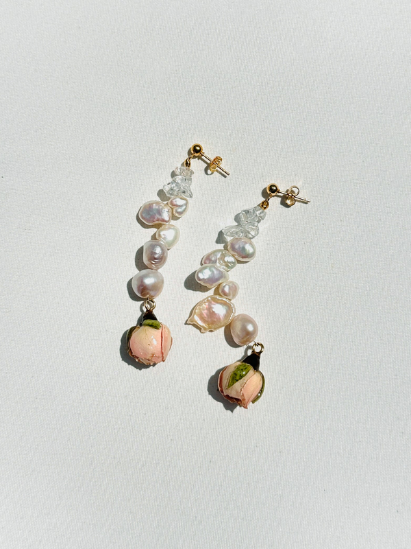 dauphinette Champagne Cornflake Pearl Earrings Earrings