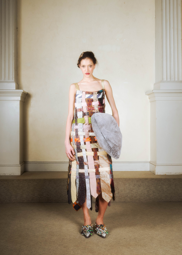 Dauphinette Basketwoven Silk Ties Dress