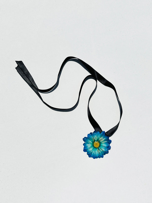 dauphinette Blue Daisy Ribbon Choker Jewelry