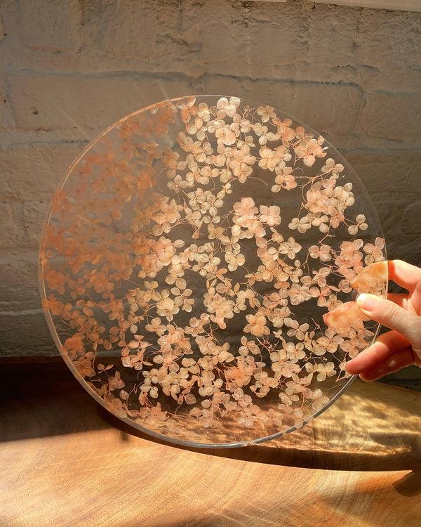 dauphinette Blush Hydrangea Round Tray