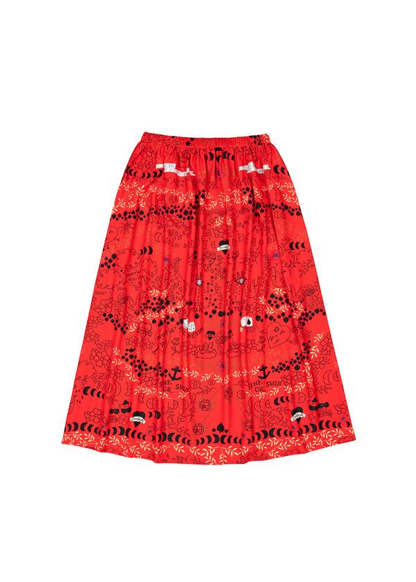 dauphinette Flame Tattoo Midi Skirt Skirts