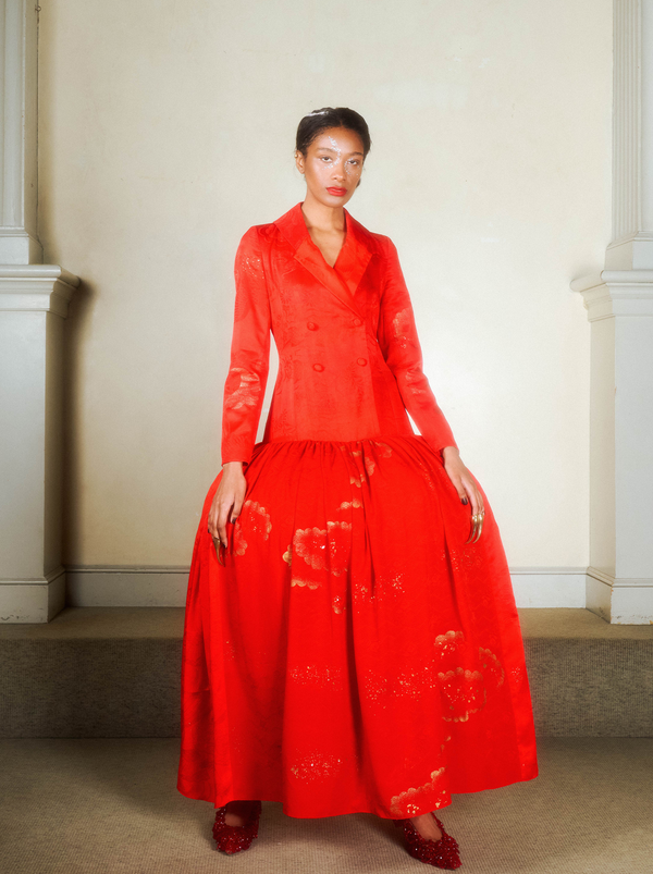 dauphinette Joan Dress in Red Kimono Silk Dresses