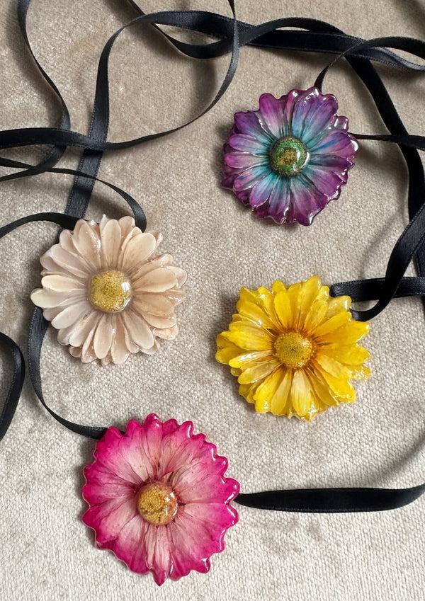 Dauphinette Lunar Daisy Ribbon Choker Jewelry