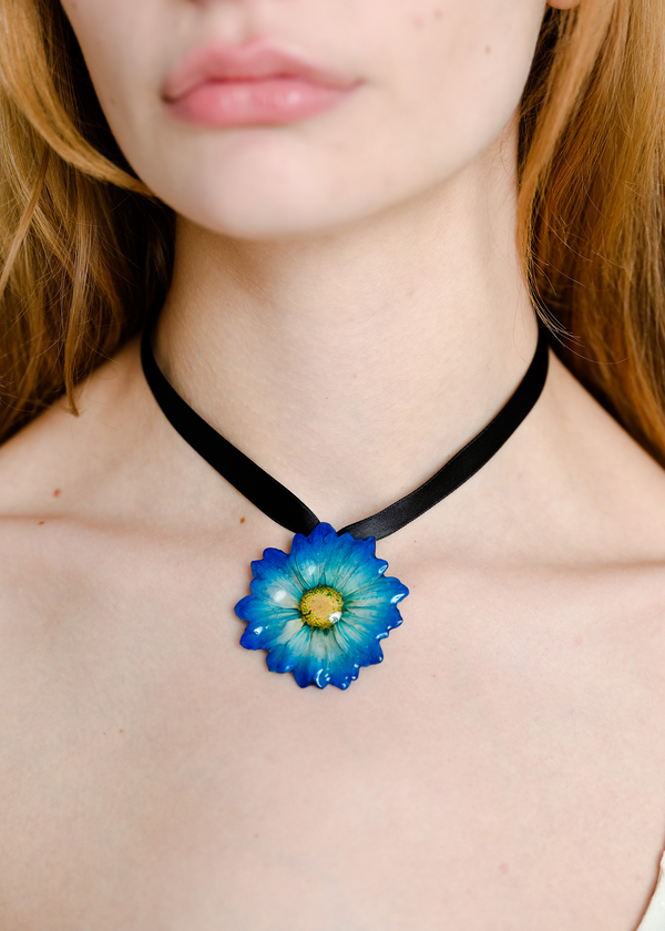 Dauphinette Lunar Daisy Ribbon Choker Jewelry