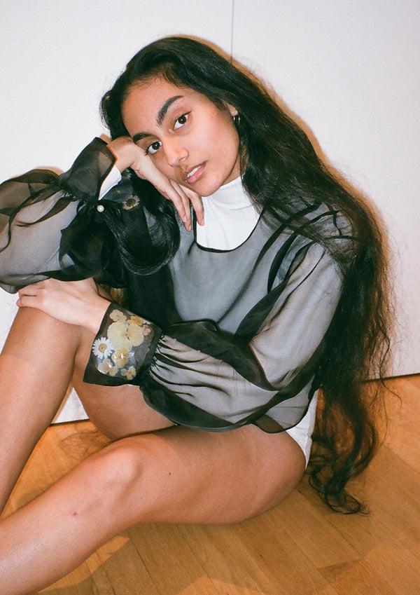 Dauphinette Midnight Claude Silk Organza Top